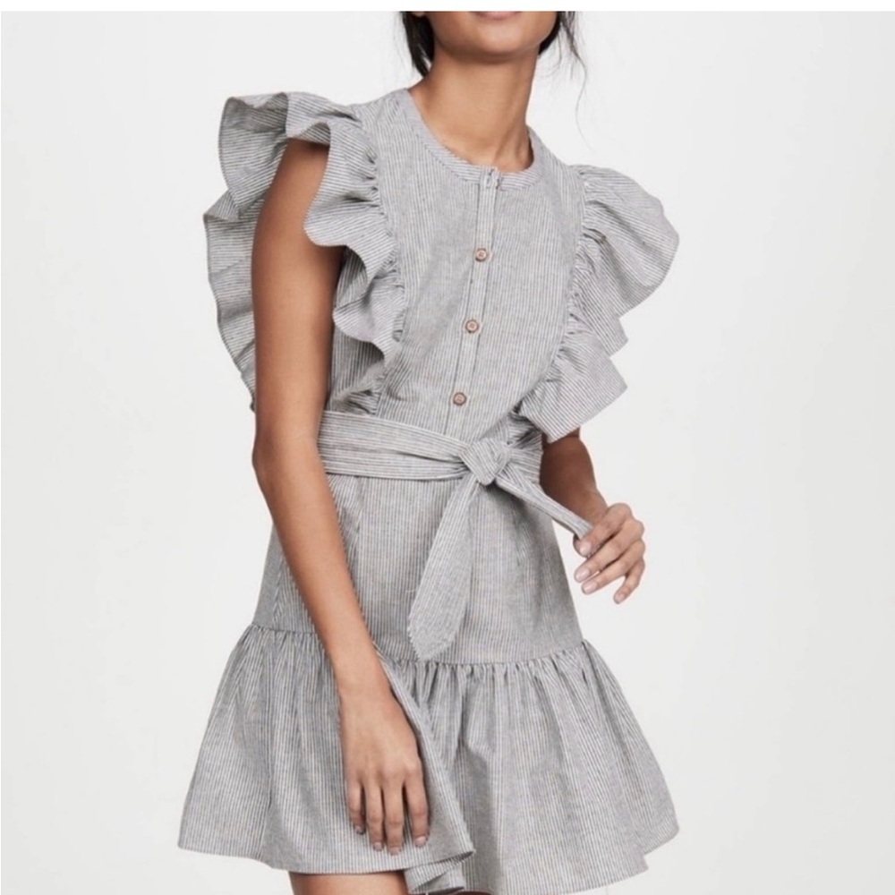 SAYLOR Gray Ruffled Tiered Sundress